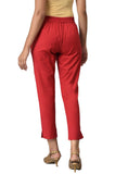 Aurelia Cotton Blend Strechable Trouser For Women | Ankle Length Trouser For Women | Cotton Blend Trouser For Women | Pants For Women Red Xl