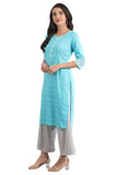 Aurelia Women Blue Casual Kurta In Round Neck_22Fea11250-501289_L