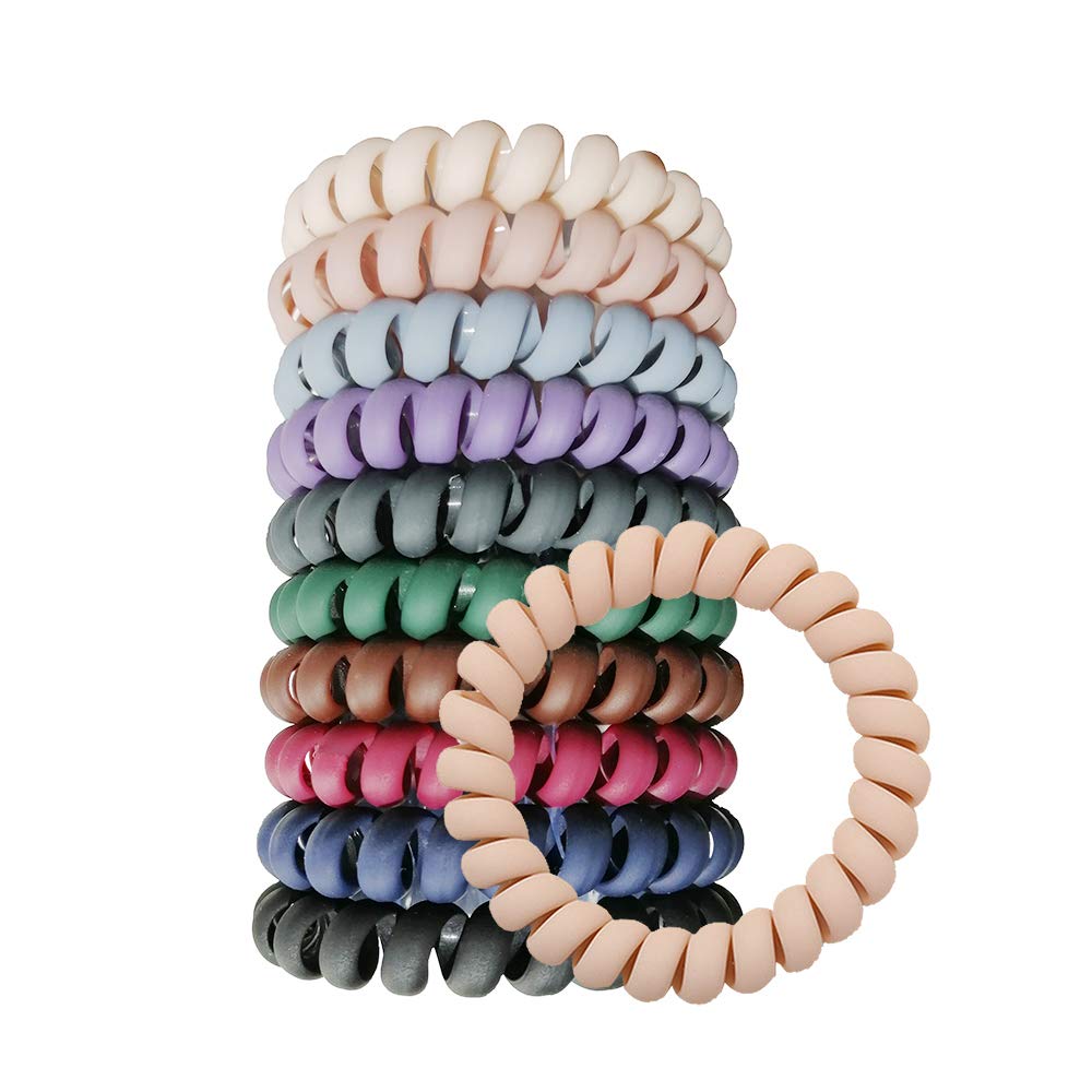 Spiral Hair Ties,Colorful Coil Hair Ties,Phone Cord Hair Ties Elastics Accessories (10, Fluorescent Color)