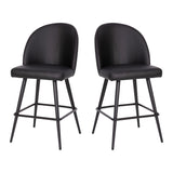 Flash Furniture Lyla Commercial Grade Modern Armless Counter Stools-Black LeatherSoft Upholstery-26 Barstool-Contoured Backrest-