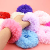 jiebor 32PCS Faux Fur Scrunchies and Hair Accessories for Women - Fuzzy Hair Ties, Bands, Ropes, Wristbands, Rings for Ponytail