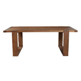 Benjara Paige 84 Inch Dining Table, Solid Wood, Sled Design Base, Brown