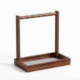UJEAVETTE 12 Hooks Calligraphy Brush Rack Solid Wood Brush Hanging Rack Stable Tray Base Curved Top, Dark Torched 12Hook