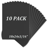Mat Board Center, Pack of 10 Acid-Free Foam Boards, 18x24 inch Black Foam Boards, 3/16 Thick