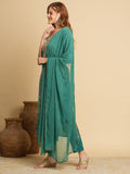 Gosriki Women'S Cotton Blend Straight Printed Kurta With Pant & Dupatta (Ladhima Green-Gs_L_Green_Large),Green,,B0D9WDGLHS