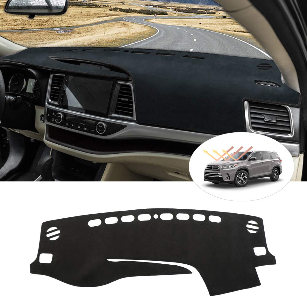 Cartist Custom Fit for Dash Cover Mat Toyota Highlander 2014-2019 Accessories Suede Dashboard Cover Nonslip Dashboard Mat Protec