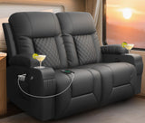 MOSGAT RV Loveseat Recliner Sofa, Reclining Loveseat Wall Hugger Recliners with USB Ports, Cup Holders, Insert Pockets, RV Recli