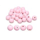100 Pieces 16mm Light Pink Wood Beads for Farmhouse Garlands, Cute Color Wooden Loose Bead with 4mm Large Hole, Smooth Spacer Be