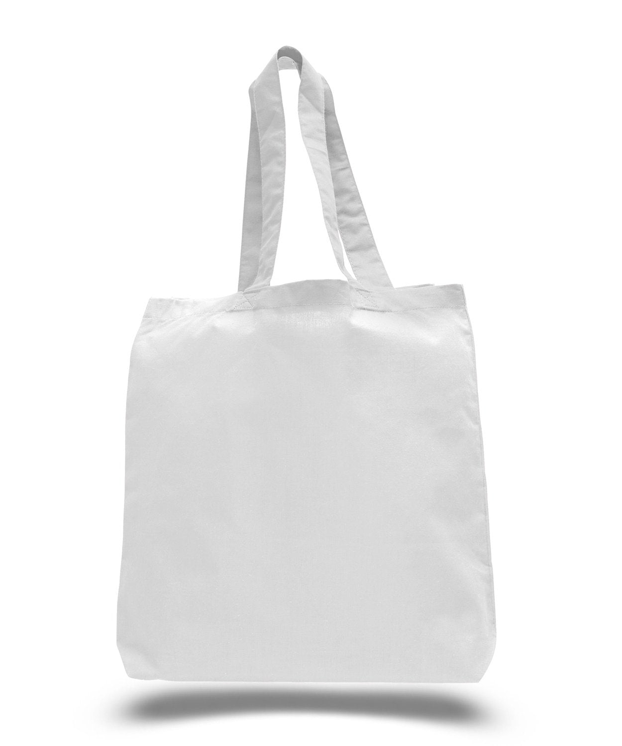 (3 Pack) Set of 3 Cotton Tote Bags Wholesale with Bottom Gusset (White)