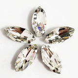 Its About Me 7X15Mm Clear White Horse Eye Shape Crystal Flatback Sew On Rhinestones Diy Embroidery Material Embroidery Kit 90Pcs