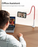 SAIJI Gooseneck Phone Stand for Bed, Lazy Bracket Cell Phone Holder Long Arm Clip Clamp Mount for Filming, Compatible with 4-7''