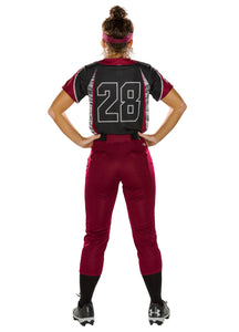 Alleson Athletic Fastpitch Softball Pants For Women. Low Rise Double Knit Black Softball Pants With Belt Loop (Style 605Pbw) Lar