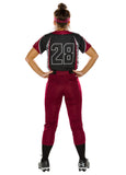Alleson Athletic Fastpitch Softball Pants For Women. Low Rise Double Knit Black Softball Pants With Belt Loop (Style 605Pbw) Lar