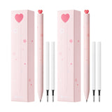 Kaco FIRST Gel Pens Cute Stationery, Pack of 2 Pieces Heart Pen Set with Extra 4 Black Refills (2 Pink)
