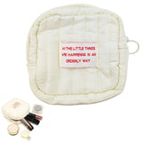 Small Makeup Bag, Cute Pocket Cosmetic Bag, White Square Pouch with Zipper, Portable Small Make Up Bags for Women, Mini storage 
