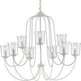 Progress Lighting Bowman Collection 9-Light Clear Chiseled Glass Coastal Chandelier Light Cottage White