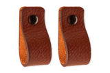 Brute Strength - Leather Drawer Pulls - Cognac - 2 pcs - 4-15/16 x 1 - Leather Handle - Leather Dresser Pulls - Cabinet knobs D