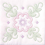 Jack Dempsey Needle Art 73297 XX Floral Design 6Quilt Block, 18Inch by 18Inch, White