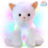 Houwsbaby Light up Cat Stuffed Animal LED Glowing Kitty Plush Toy Floppy Kitten Toy Night Lights Birthday Presents for Kids Todd