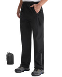 iCreek Men's Packable Rain Pants Waterproof Lightweight Over Pants Windproof Outdoor Pants for Fishing Golf Hiking (Black, Mediu
