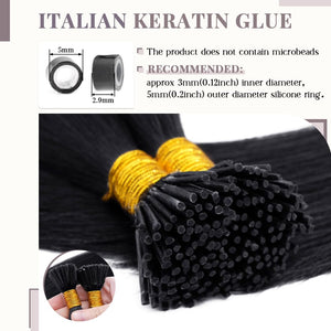 100 Strands/Pack I Tip Remy Human Hair Extensions Pre Bonded Keratin Stick In Hair Extensions Cold Fusion Hair Piece For Women L