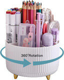 INKULTURE 360Degree Rotating Pen Holder for Desk, Desk Organizers and Accessories with 5 Compartments Pencil Organizer, Art Sup