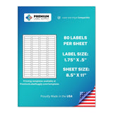 Premium Label Supply White Sticker Return Address Labels 1.75