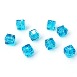 Chengmu 4mm Cube Glass Beads for Jewelry Making, Faceted Square Crytal Spacer Beads for Bracelet Necklace Earring, Aquamarine 45