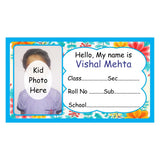 Customized Name Slip, Label Sticker, Naming Slip with Your Kids Picture for School Notebook & Copy Cute Blue Floral Theme Vinyl