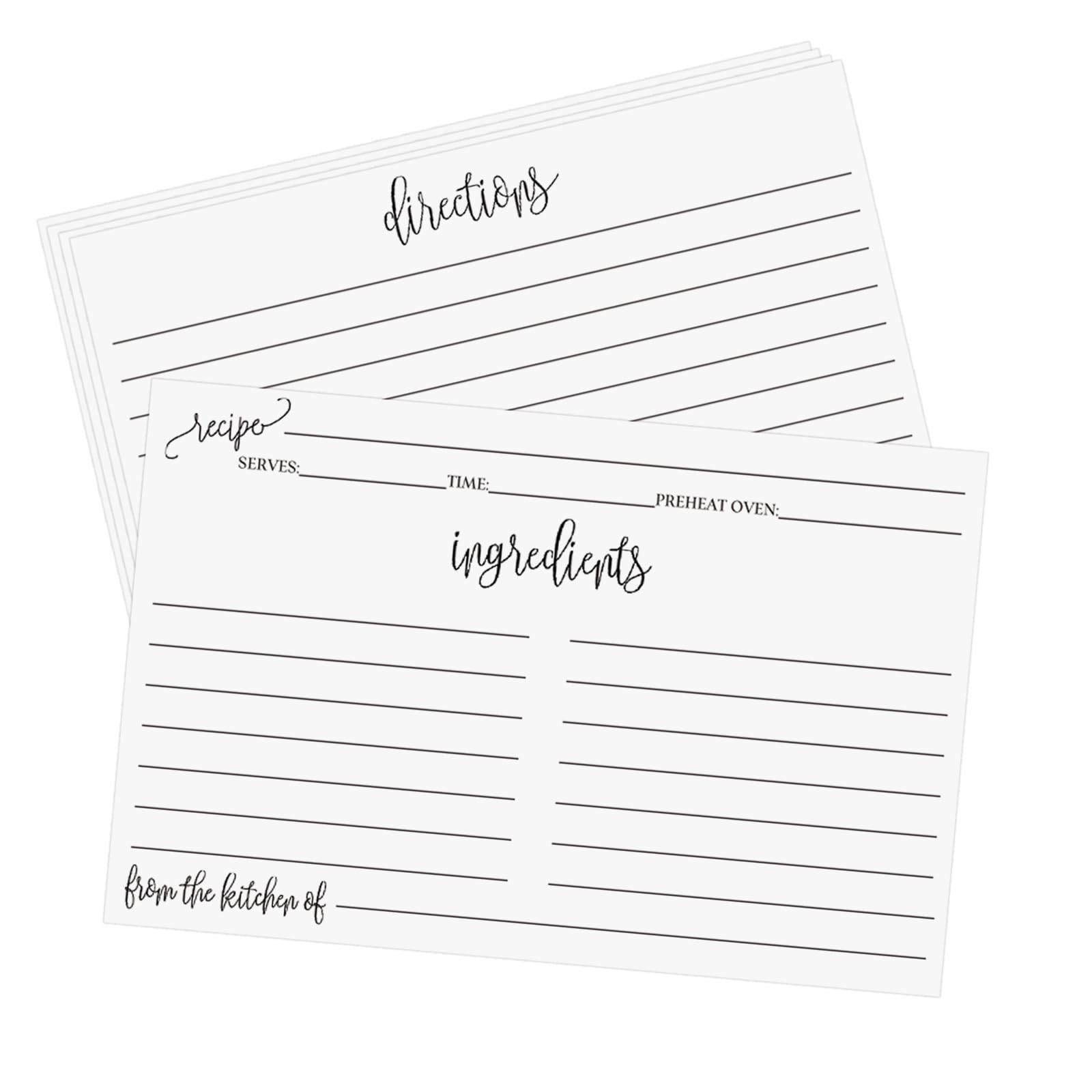 sunepany 50 Pieces 4x6 Recipe Cards for Bridal Shower Weeding Housewarming Kitchen Christmas Gifts Double Sided Menu Cards White