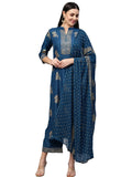 Gosriki Women'S Cotton Blend Straight Embellished Kurta With Palazzo & Dupatta (Farida Blue_Xxl-Go_Blue_Xx-Large),Blue,2,B0B9Y2WWS6