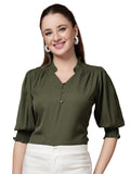 Style Quotient Womens Blouse, olive green, XL