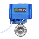 U.S. Solid Motorized Ball Valve- 3/4 NSF Certified 304SS Ball Valve with Manual Function, Full Port, 9-24V AC/DC and 2 Wire Auto