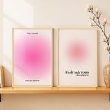 SoulAbiti Align yourself & Its already yours Framed Wall Art Print Set of 2 12x18 inch Light Brown Frame PlexiGlass Aura Art P