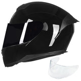 ILM Full Face Motorcycle Helmet for Motocross Street Bike DOT Certified 2 Visors Model-317(Gloss Black, L)