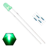 EDGELEC 100pcs 3mm Green Lights LED Diodes (Green Lens) Diffused Round Lens 29mm Long Lead (DC 3V) +100pcs Resistors (for DC 6-1
