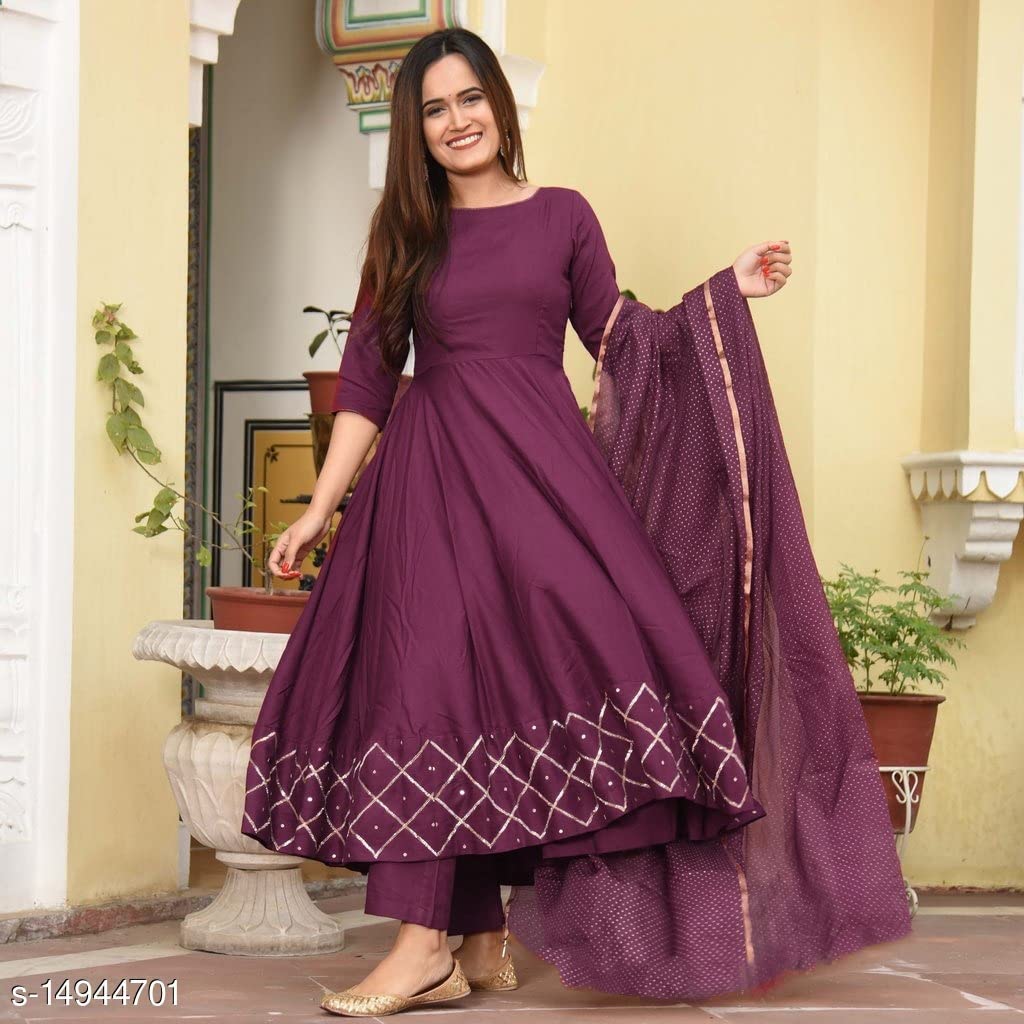 Anni Designer Women'S Rayon Kurta With Dupatta (Kumt-Dress-Magenta_3Xl_Magenta_Xxx-Large),Magenta,3XL,Rayon,Regular,Dupatta