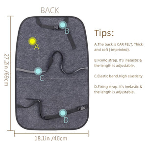 pefirst Kick Mat Back Seat Protector Waterproof Leather Car Seat Back Organizers Cover with 3 Storage Pockets for Kids Pets SUV