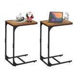 WLIVE C-Shaped End Table Set of 2, Small Couch Side Tables with Metal Frame, Sofa Table TV Tray for Living Room, Bedroom, Rustic