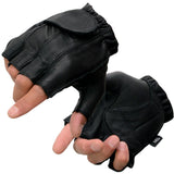 Milwaukee Leather SH442 Men's Black Leather Gel Padded Palm Fingerless Motorcycle Hand Gloves W/Soft Genuine Leather - X-Large