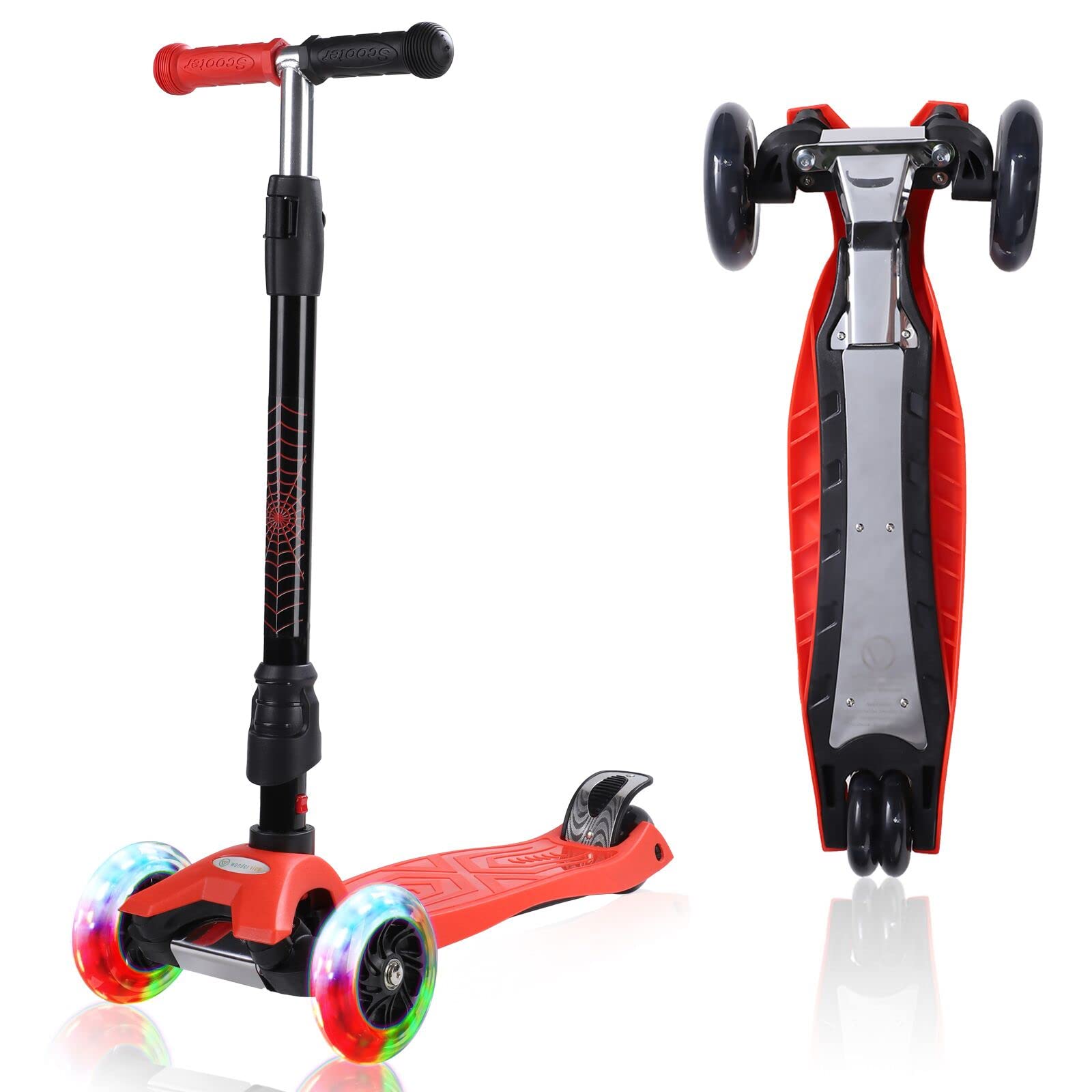 Kick Scooter Kids Scooter 3 Wheel Scooter, 4 Height Adjustable Pu Wheels Extra Wide Deck Best Gifts for Kids, Boys Girls