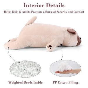 meowtastic Pug Weighted Stuffed Animals - 21 Inch 3.5 Pounds Weighted Plush Bulldog Stuffed Animals - Big Stuffed Pug Weighted P