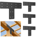 4PCS 12x8 in T Shape Steel Flat Bracket, 0.12'' Thick T Post Bracket, Ideal for Wood 4x4, 6x6 Lumber Mending/Connecting/Joining,