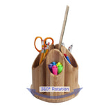 MobileVision Bamboo Rotating Office & Art Supply Organizer 5 Circular Compartments for Pens, Pencils, Highlighters, Markers, Sci