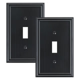 2-Pack Single Toggle Light Switch Cover Plate, Durable Solid Zinc Alloy Decorative Switch Plate Covers, Black 1 Gang Wall Plate,