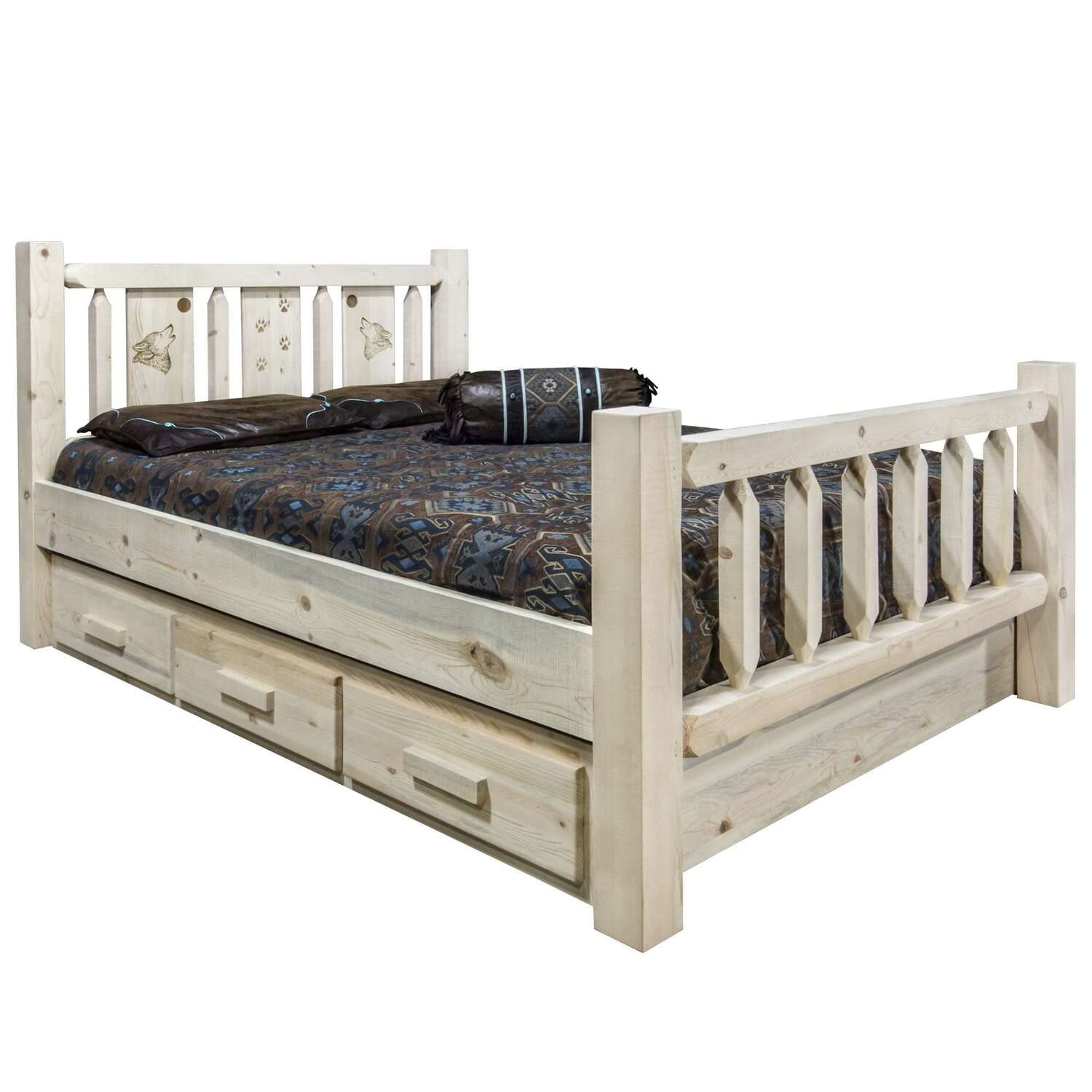 Montana Log Collection Wood Homestead Full Storage Bed Mwhcsbfvlzwolf