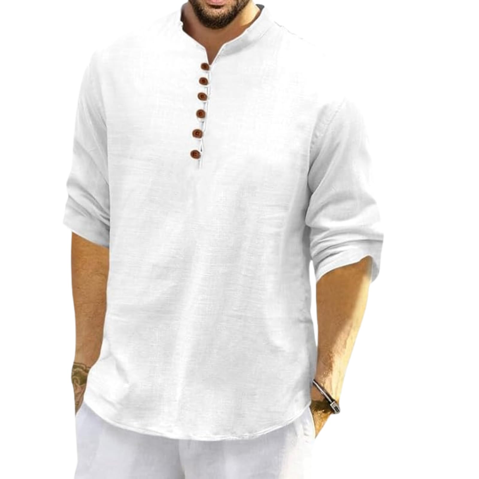 Royalscout Men'S Cotton Polyester Blend Solid Regular Fit Full Sleeve Short Kurta | Ethnic, Lightweight Summer Kurta For Daily &