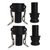 Camlock Fittings 1-1/2 Inch Type C & E Polypropylene Cam and Groove Hose Fitting Kit with 1-1/2 Female & Male Camlock x 1-1/2 Ho