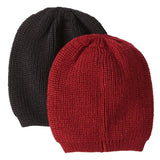 Sets of 2 Beanie Hats Black/Burgundy