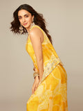 Libas Women'S Yellow Printed Silk Blend Co-Ords Regular 27620